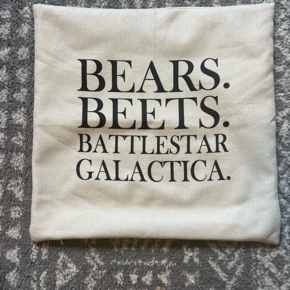 Cream Pillow Cover with Black Text - Picture 1 of 4